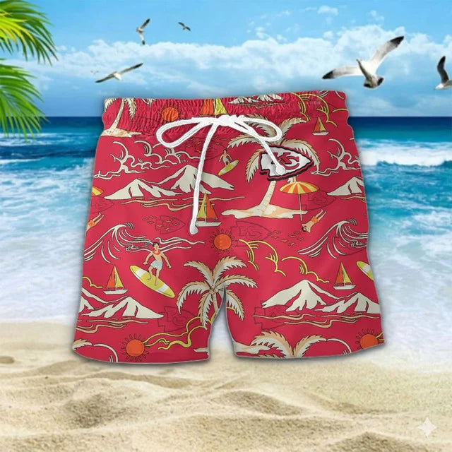 VIRAL EDITION  - NEW CUSTOMIZED NFL01 KCC KANSAS CITY CHIEFS UNISEX INDEPENDENCE DAY HAWAIIAN SHIRT & SHORTS SET