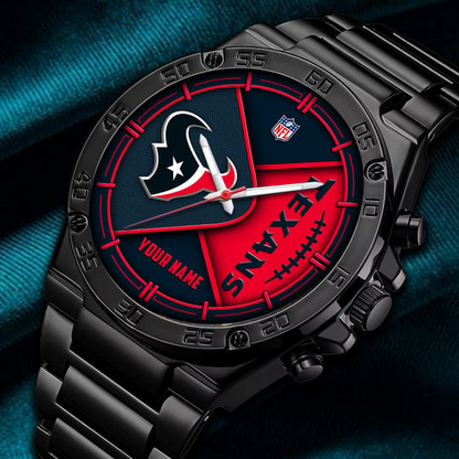LIMITED EDITION - NEW CUSTOMIZED NFL15 HTT HOUSTON TEXANS LUXURY STAINLESS STEEL WATCH