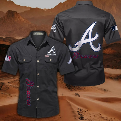 LIMITED EDITION - NEW CUSTOMIZED MLB09 ABS ATLANTA BRAVES MEN'S CARGO SHIRT