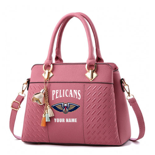 LIMITED EDITION - NEW CUSTOMIZED NBA30 NOP NEW ORLEANS PELICANS ZIP HANDBAG MULTICOLOR