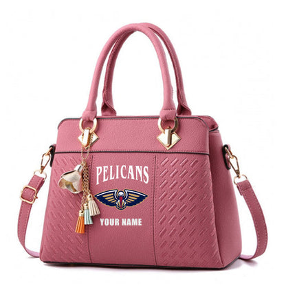 LIMITED EDITION - NEW CUSTOMIZED NBA30 NOP NEW ORLEANS PELICANS ZIP HANDBAG MULTICOLOR