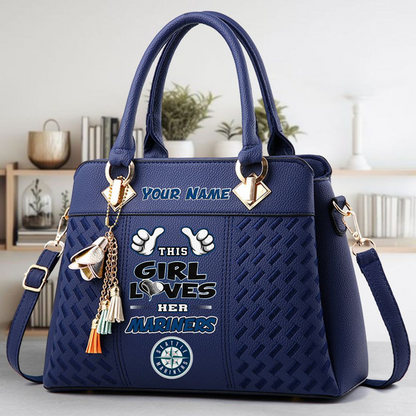 LIMITED EDITION - NEW CUSTOMIZED MLB14 SMS SEATTLE MARINERS ZIP HANDBAG MULTICOLOR