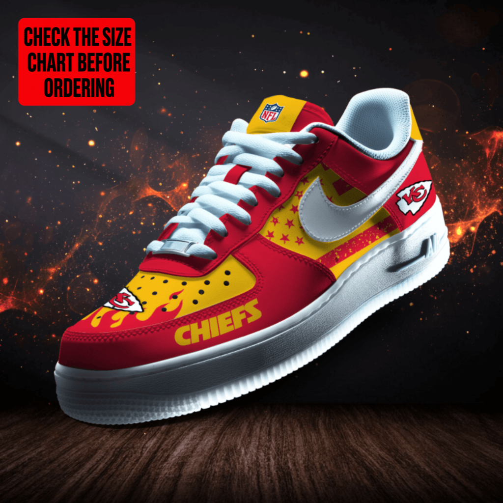 LIMITED EDITION - NEW CUSTOMIZED NFL01 KCC KANSAS CITY CHIEFS AF1 SNEAKERS