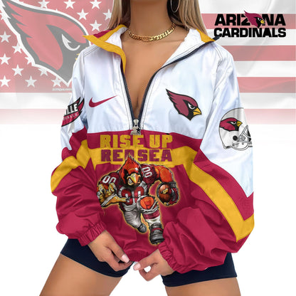 LIMITED EDITION - NEW CUSTOMIZED NFL20 ARC ARIZONA CARDINALS V-NECK ZIPPER SWEATSHIRT JACKET