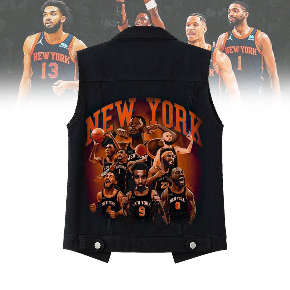 LIMITED EDITION - NEW CUSTOMIZED NBA04 NY NEW YORK KNICKS SLEEVELESS DENIM JACKET