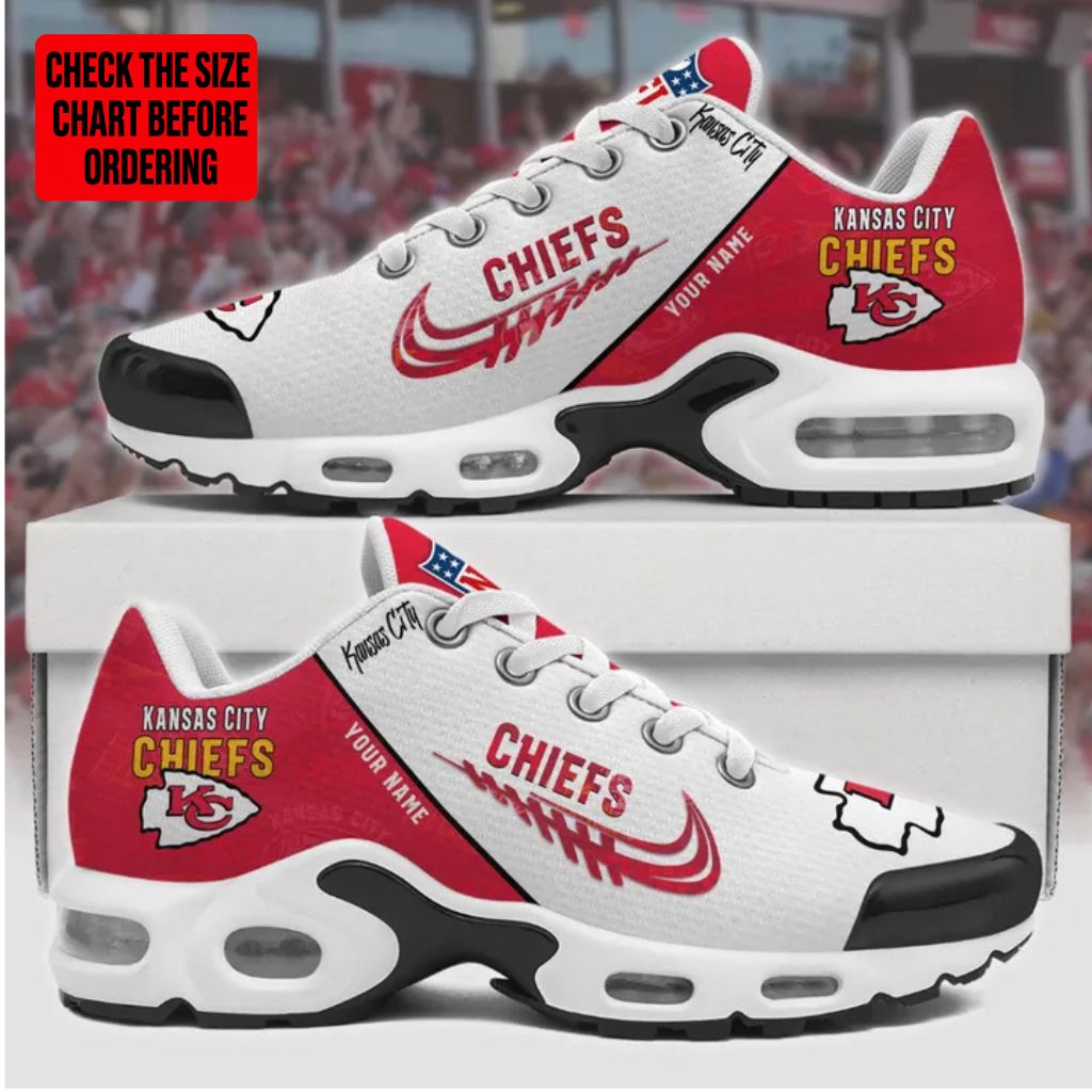 LIMITED EDITION - NEW CUSTOMIZED NFL01 KCC KANSAS CITY CHIEFS AIR MAX PLUS SNEAKERS