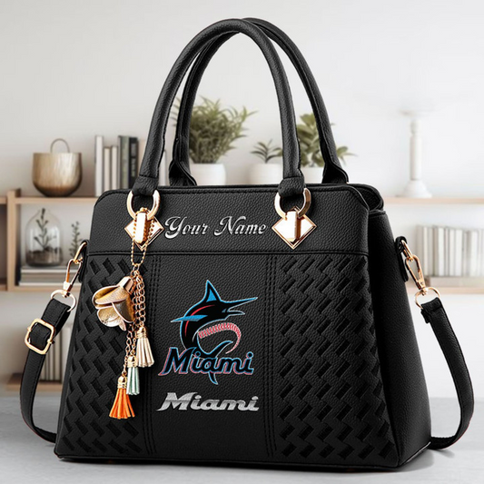 LIMITED EDITION - NEW CUSTOMIZED MLB20 MMS MIAMI MARLINS ZIP HANDBAG MULTICOLOR