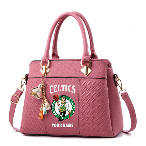 LIMITED EDITION - NEW CUSTOMIZED NBA03 BCE BOSTON CELTICS ZIP HANDBAG MULTICOLOR