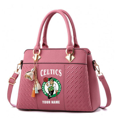 LIMITED EDITION - NEW CUSTOMIZED NBA03 BCE BOSTON CELTICS ZIP HANDBAG MULTICOLOR