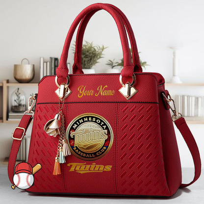 LIMITED EDITION - NEW CUSTOMIZED MLB22 MTS MINNESOTA TWINS ZIP HANDBAG MULTICOLOR