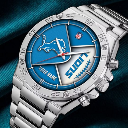 LIMITED EDITION - NEW CUSTOMIZED NFL04 DTL DETROIT LIONS LUXURY STAINLESS STEEL WATCH