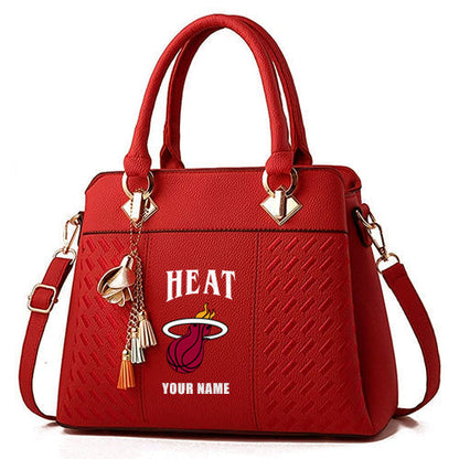 LIMITED EDITION - NEW CUSTOMIZED NBA20 MHE MIAMI HEAT ZIP HANDBAG MULTICOLOR