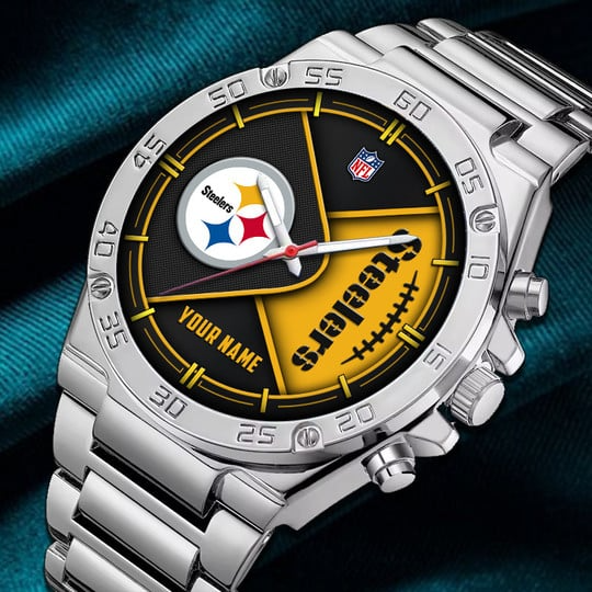 LIMITED EDITION - NEW CUSTOMIZED NFL14 PSB PITTSBURGH STEELERS LUXURY STAINLESS STEEL WATCH