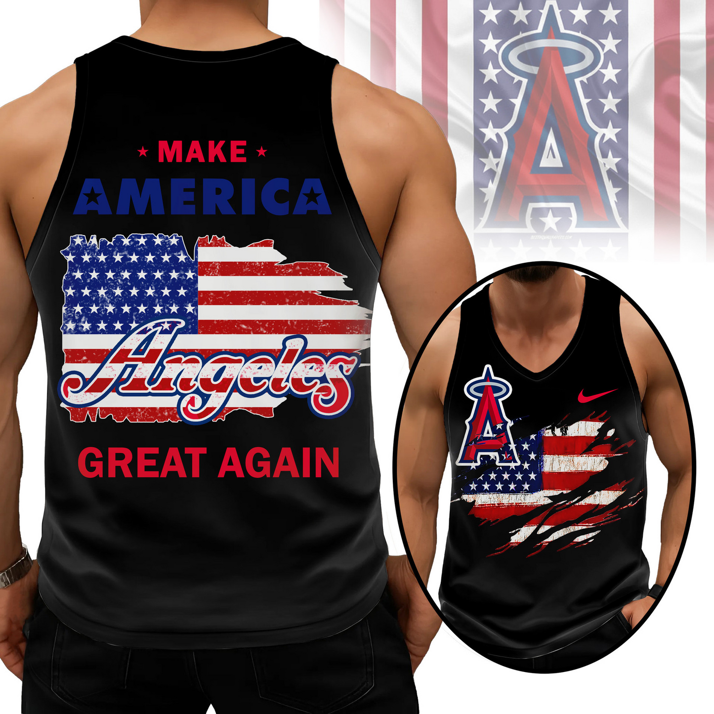 LIMITED EDITION - NEW CUSTOMIZED MLB27 LAA LOS ANGELES ANGELS UNISEX TANK TOP