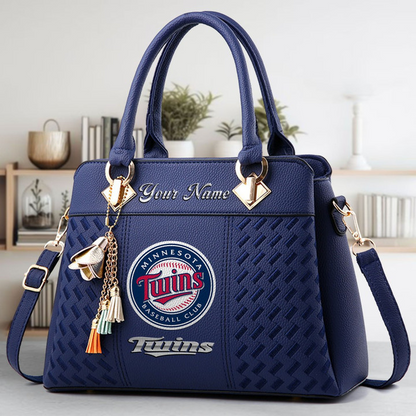 LIMITED EDITION - NEW CUSTOMIZED MLB22 MTS MINNESOTA TWINS ZIP HANDBAG MULTICOLOR