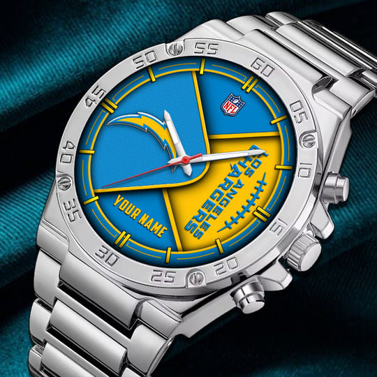 LIMITED EDITION - NEW CUSTOMIZED NFL09 LAC LOS ANGELES CHARGERS LUXURY STAINLESS STEEL WATCH