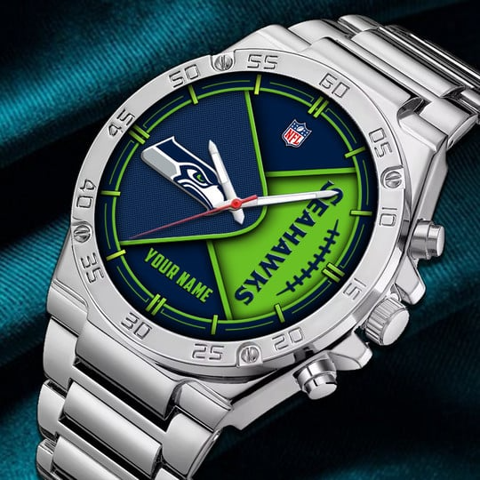 LIMITED EDITION - NEW CUSTOMIZED NFL06 SSH SEATTLE SEAHAWKS LUXURY STAINLESS STEEL WATCH