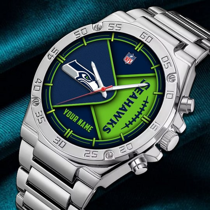 LIMITED EDITION - NEW CUSTOMIZED NFL06 SSH SEATTLE SEAHAWKS LUXURY STAINLESS STEEL WATCH