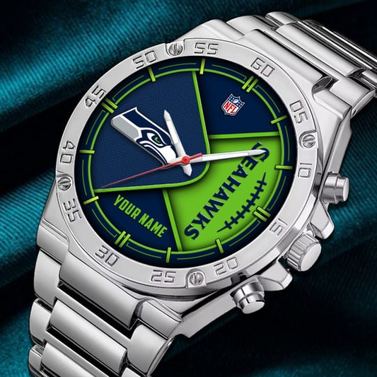LIMITED EDITION - NEW CUSTOMIZED NFL06 SSH SEATTLE SEAHAWKS LUXURY STAINLESS STEEL WATCH