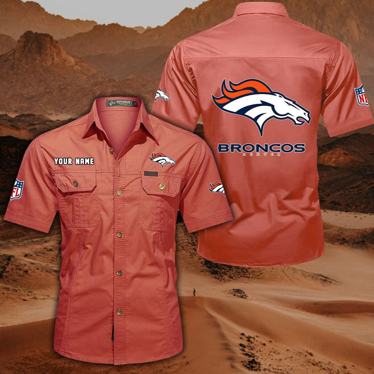 SPECIAL EDITION - NEW CUSTOMIZED NFL13 DVB DENVER BRONCOS MUTICOLOR MEN'S CARGO SHIRT