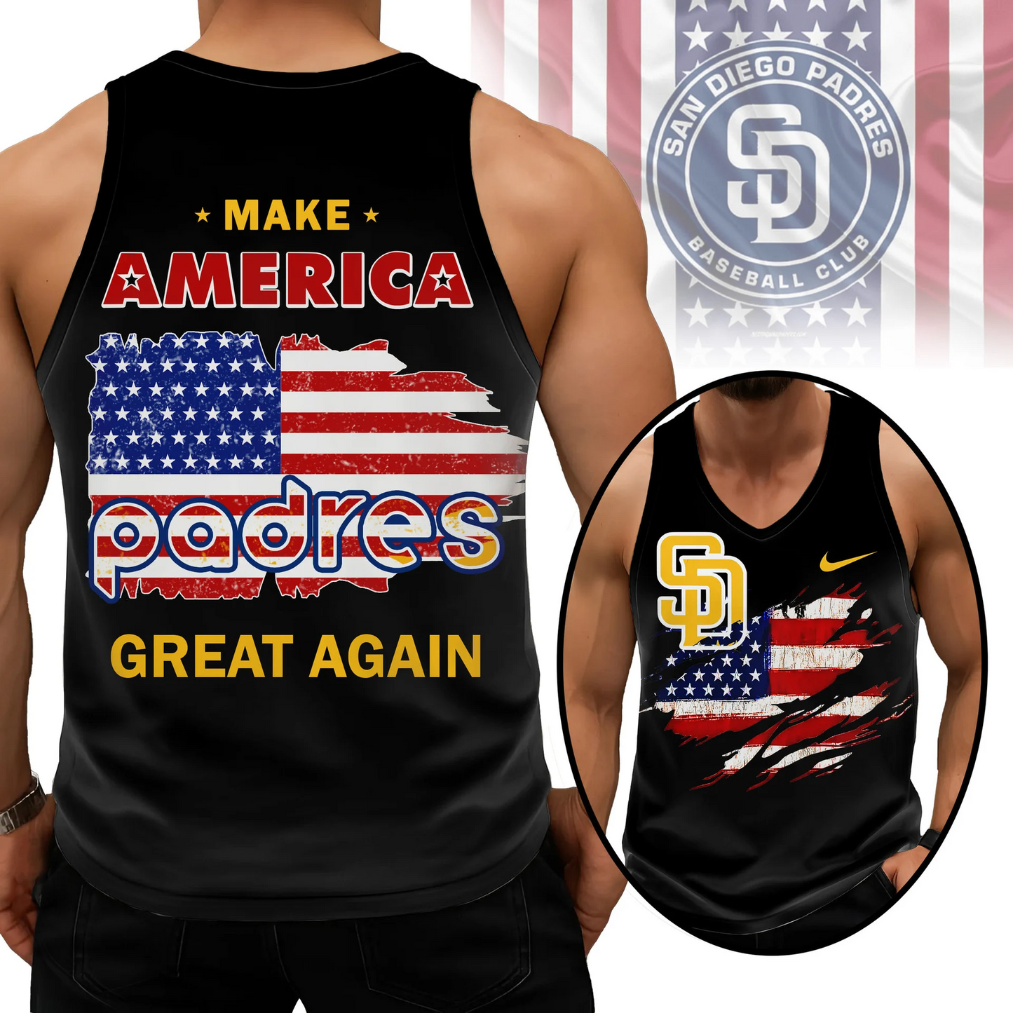 LIMITED EDITION - NEW CUSTOMIZED MLB18 SDP SAN DIEGO PADRES UNISEX TANK TOP
