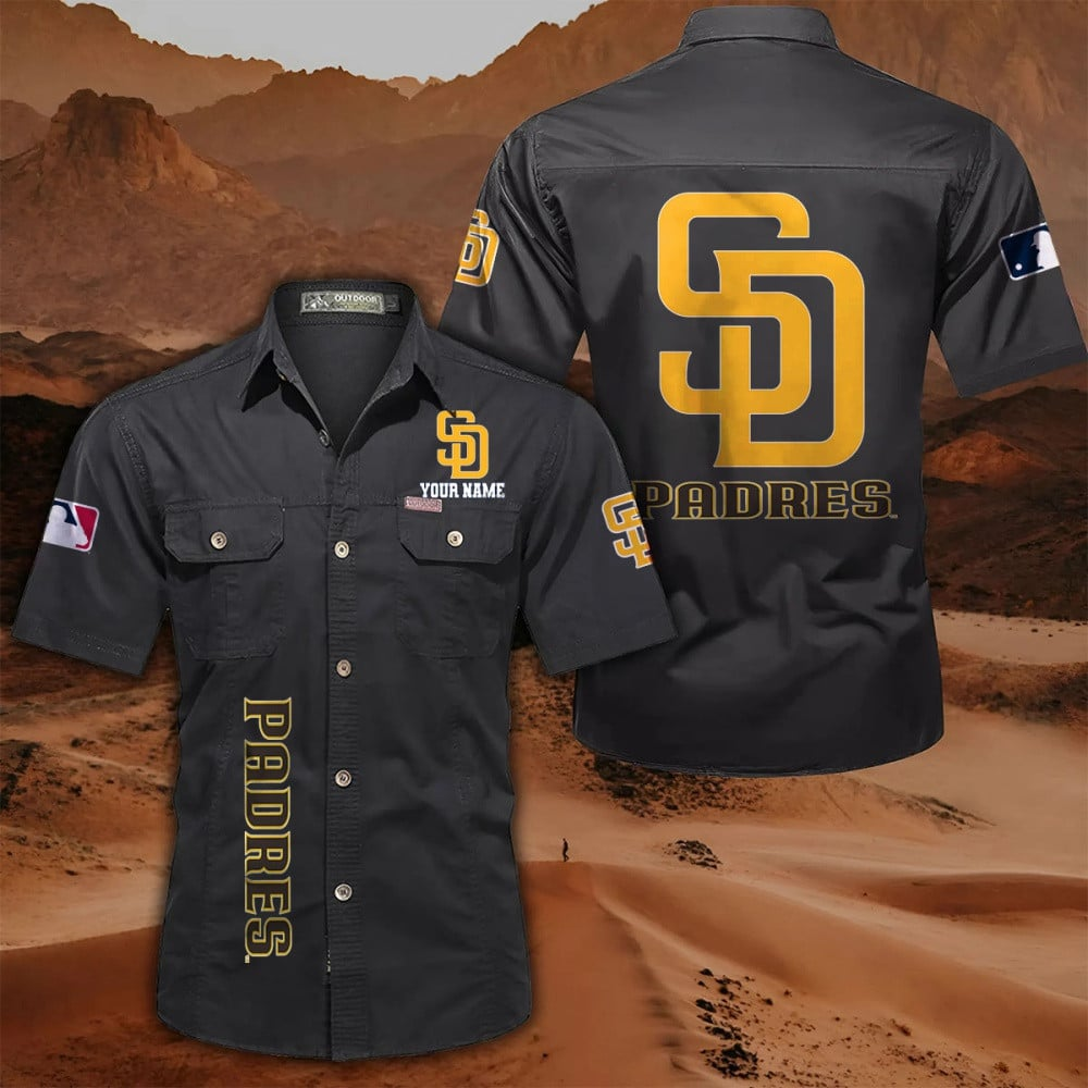 LIMITED EDITION - NEW CUSTOMIZED MLB18 SDP SAN DIEGO PADRES MEN'S CARGO SHIRT
