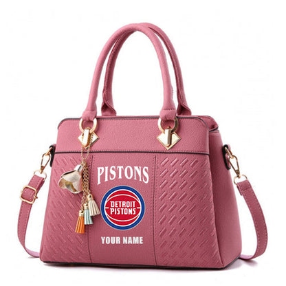 LIMITED EDITION - NEW CUSTOMIZED NBA14 DPI DETROIT PISTONS ZIP HANDBAG MULTICOLOR