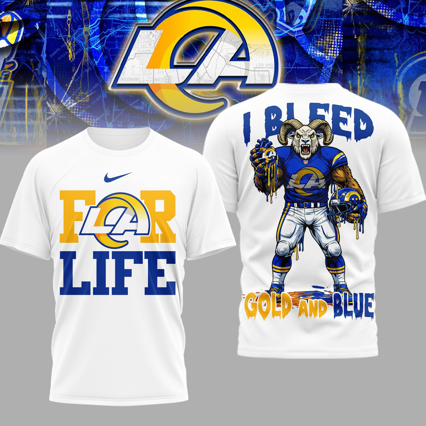LIMITED EDITION - NEW CUSTOMIZED NFL22 LAR LA RAMS UNISEX T-SHIRT, POLO & HOODIE