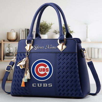LIMITED EDITION - NEW CUSTOMIZED MLB04 CCS CHICAGO CUBS ZIP HANDBAG MULTICOLOR