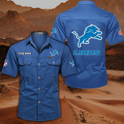 SPECIAL EDITION - NEW CUSTOMIZED NFL04 DTL DETROIT LIONS MUTICOLOR MEN'S CARGO SHIRT