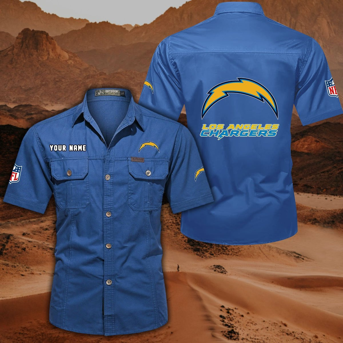 SPECIAL EDITION - NEW CUSTOMIZED NFL09 LAC LOS ANGELES CHARGERS MUTICOLOR MEN'S CARGO SHIRT