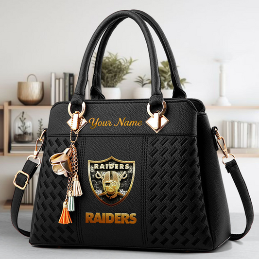 LIMITED EDITION - NEW CUSTOMIZED NFL07 LVR LAS VEGAS RAIDERS LUXURY HANDBAG IN MULTIPLE COLORS