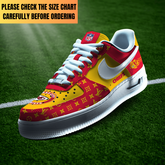 LIMITED EDITION - NEW CUSTOMIZED NFL01 KCC KANSAS CITY CHIEFS AF1 SHOES
