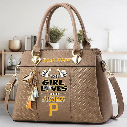 LIMITED EDITION - NEW CUSTOMIZED MLB29 PHP PITTSBURGH PIRATES ZIP HANDBAG MULTICOLOR