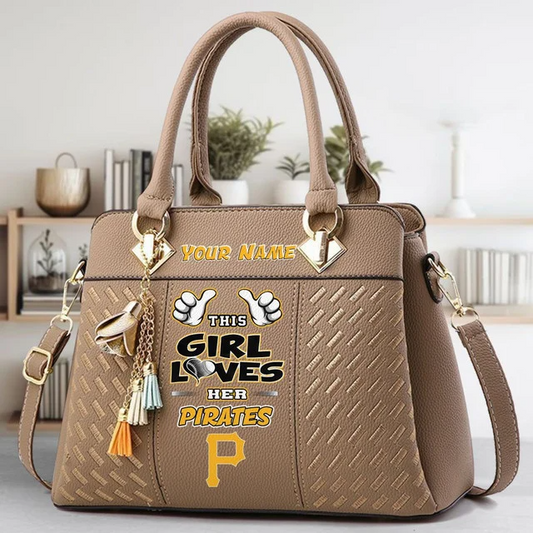 LIMITED EDITION - NEW CUSTOMIZED MLB29 PHP PITTSBURGH PIRATES ZIP HANDBAG MULTICOLOR