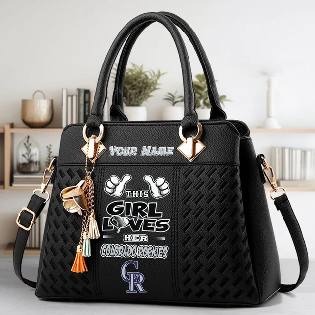 LIMITED EDITION - NEW CUSTOMIZED MLB30 COR COLORADO ROCKIES ZIP HANDBAG MULTICOLOR