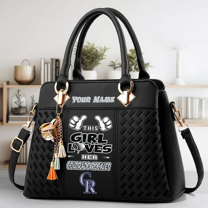 LIMITED EDITION - NEW CUSTOMIZED MLB30 COR COLORADO ROCKIES ZIP HANDBAG MULTICOLOR