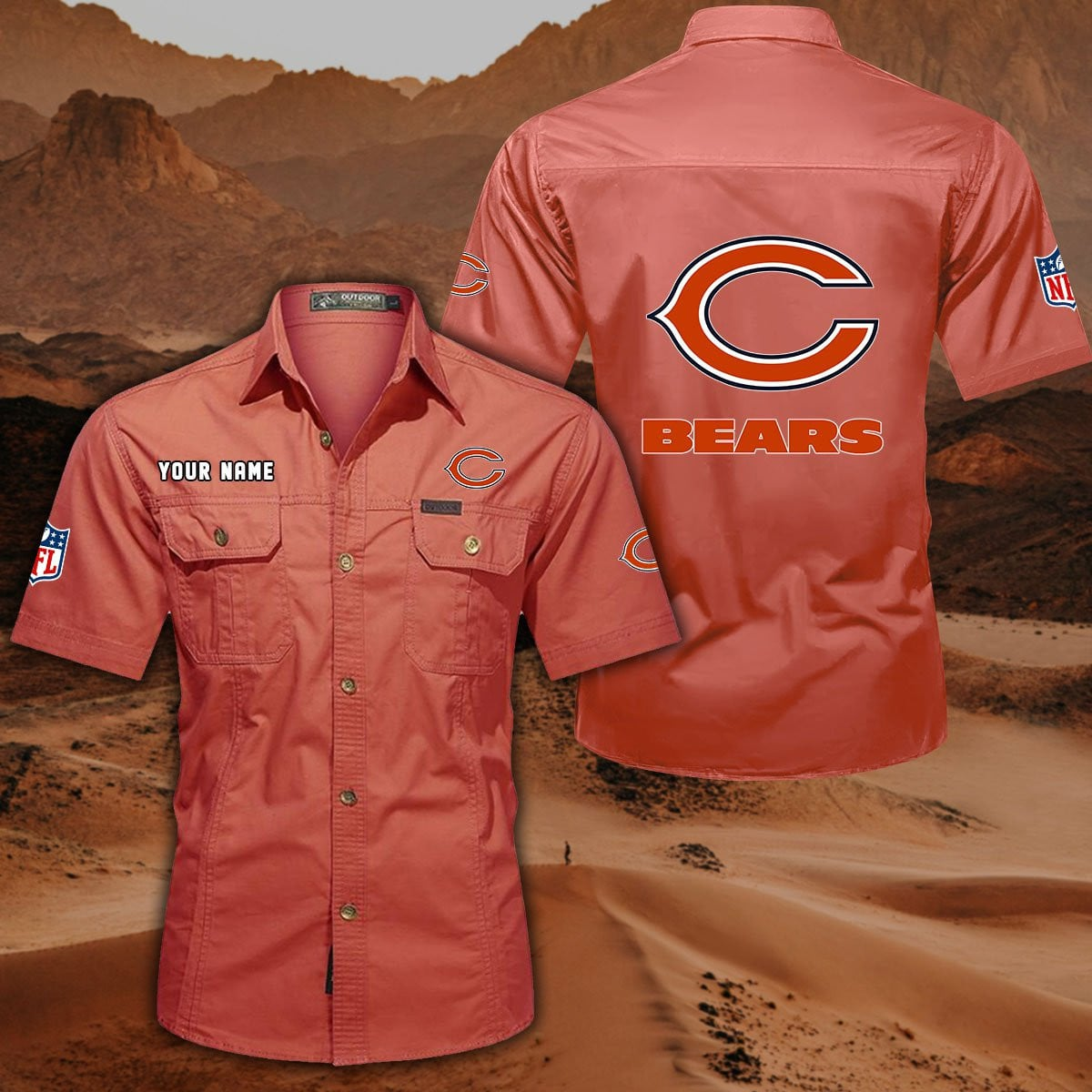 SPECIAL EDITION - NEW CUSTOMIZED NFL26 CCB CHICAGO BEARS MUTICOLOR MEN'S CARGO SHIRT