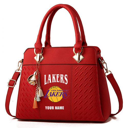LIMITED EDITION - NEW CUSTOMIZED NBA09 LLA LOS ANGELES LAKERS ZIP HANDBAG MULTICOLOR