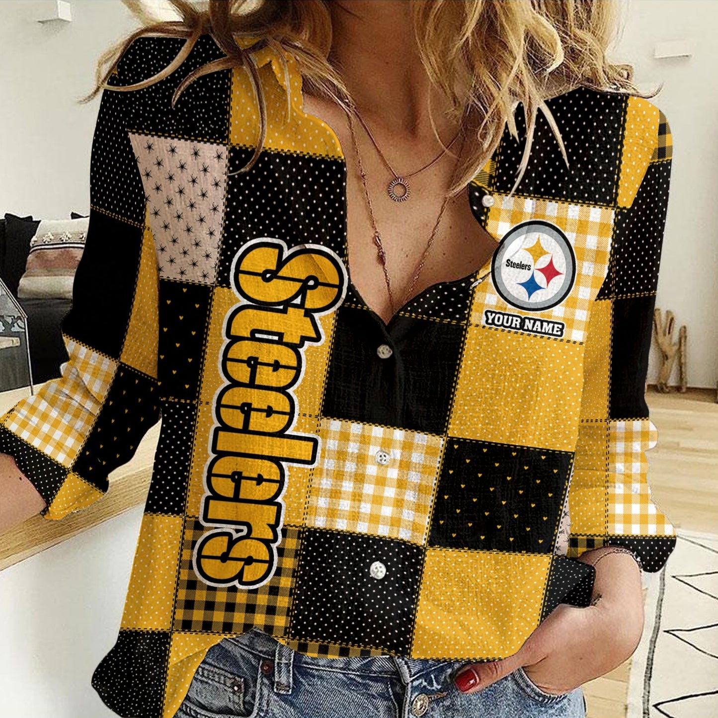 LIMITED EDITION - NEW CUSTOMIZED NFL14 PSB PITTSBURGH STEELERS WOMEN CASUAL SHIRT FOR FAN