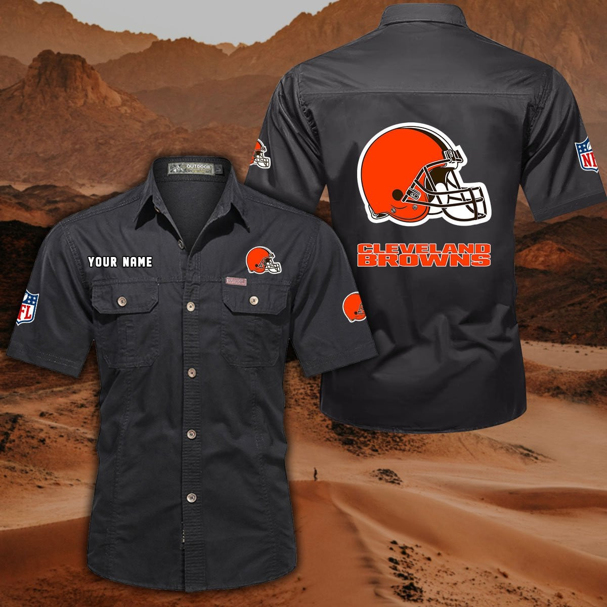 SPECIAL EDITION - NEW CUSTOMIZED NFL29 CLB CLEVELAND BROWNS MUTICOLOR MEN'S CARGO SHIRT