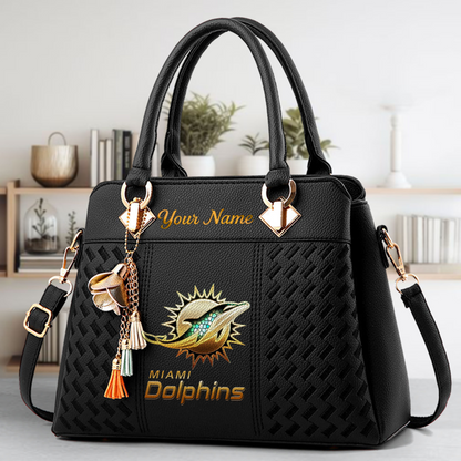 LIMITED EDITION - NEW CUSTOMIZED NFL19 MDP MIAMI DOLPHINS LUXURY HANDBAG IN MULTIPLE COLORS