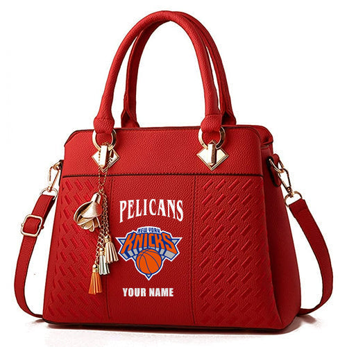 LIMITED EDITION - NEW CUSTOMIZED NBA04 NYK NEW YORK KNICKS ZIP HANDBAG MULTICOLOR