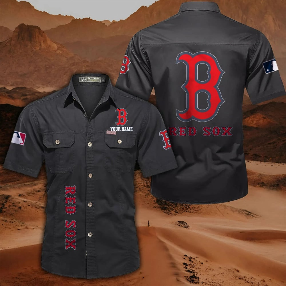 LIMITED EDITION - NEW CUSTOMIZED MLB03 BRS BOSTON RED SOX MEN'S CARGO SHIRT