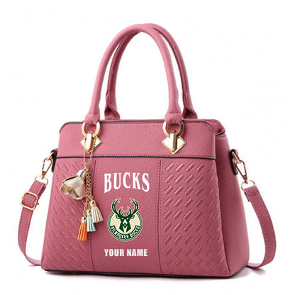 LIMITED EDITION - NEW CUSTOMIZED NBA11 MBU MILWAUKEE BUCKS ZIP HANDBAG MULTICOLOR