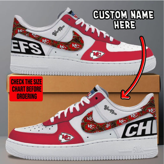 LIMITED EDITION - NEW CUSTOMIZED NFL01 KCC KANSAS CITY CHIEFS AF1 SNEAKERS