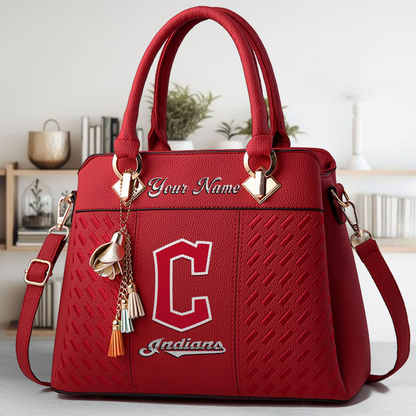 LIMITED EDITION - NEW CUSTOMIZED MLB13 CGS CLEVELAND GUARDIANS ZIP HANDBAG MULTICOLOR