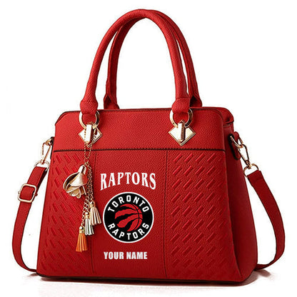 LIMITED EDITION - NEW CUSTOMIZED NBA24 TRA TORONTO RAPTORS ZIP HANDBAG MULTICOLOR