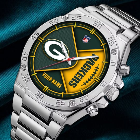 LIMITED EDITION - NEW CUSTOMIZED NFL08 GBP GREEN BAY PACKERS LUXURY STAINLESS STEEL WATCH