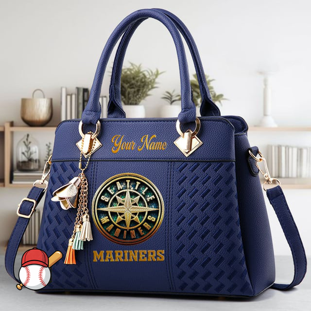LIMITED EDITION - NEW CUSTOMIZED MLB14 SMS SEATTLE MARINERS ZIP HANDBAG MULTICOLOR